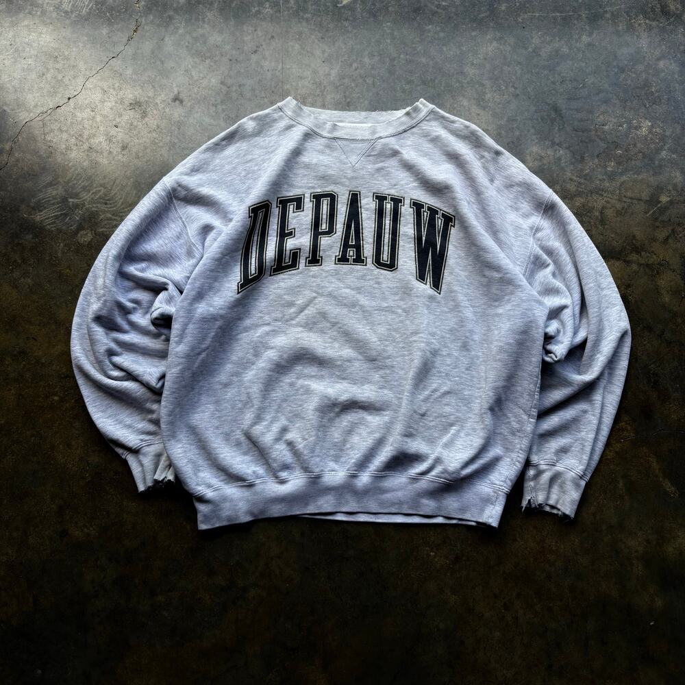 Vintage 90s Depauw reverse‎ weave distressed Sweatshirt
